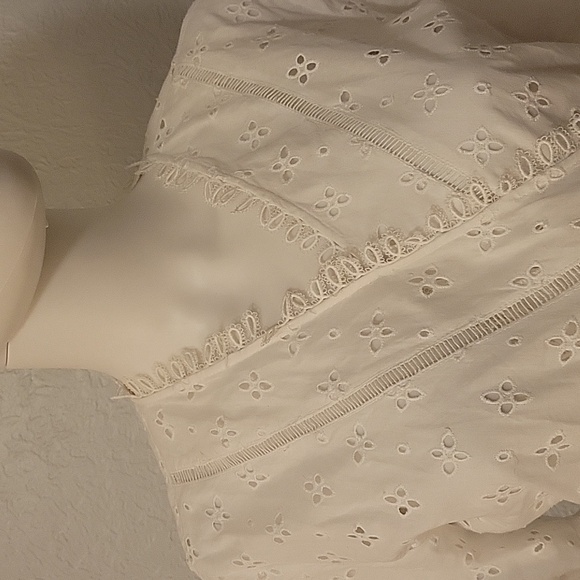 Venus White Eyelet Surplice Wrap Peplum Tie Waist Castlecore Blouse - Picture 4 of 9